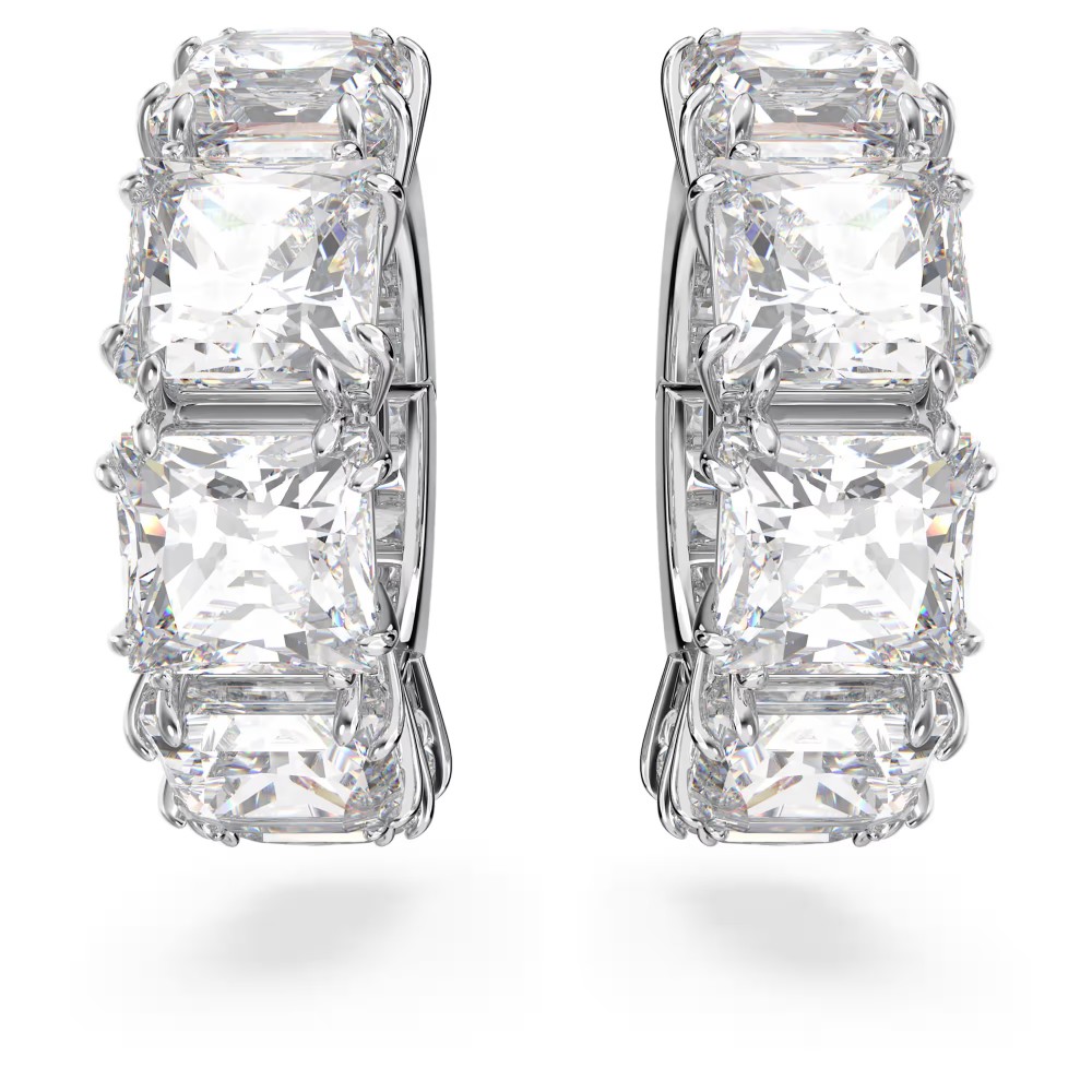 SWAROVSKI Κρίκοι Matrix με Κλιπ, Τετράγωνη Κοπή, Λευκά, Επιροδιωμένα 5654557
