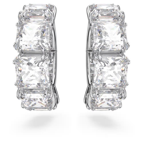 SWAROVSKI Κρίκοι Matrix με Κλιπ, Τετράγωνη Κοπή, Λευκά, Επιροδιωμένα 5654557