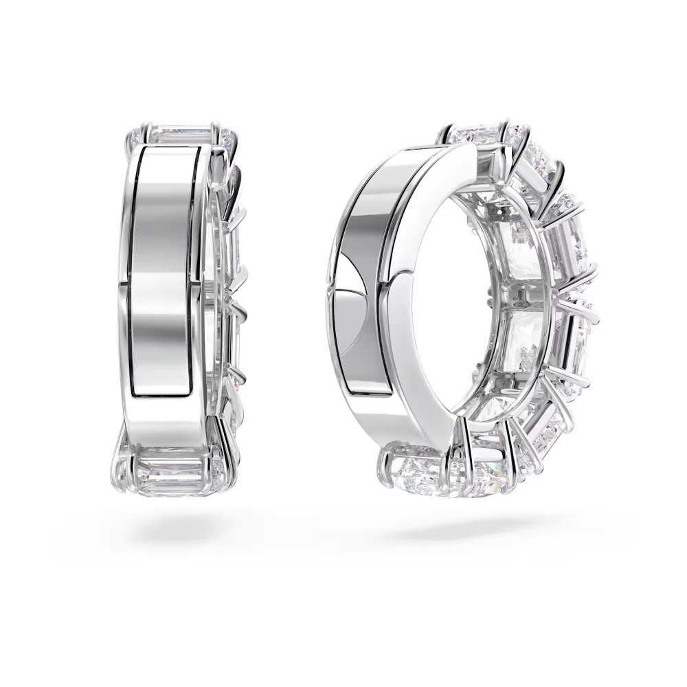 SWAROVSKI Κρίκοι Matrix με Κλιπ, Τετράγωνη Κοπή, Λευκά, Επιροδιωμένα 5654557