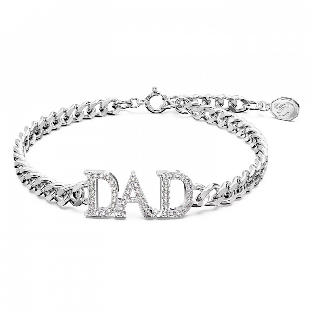 SWAROVSKI Father's Day - Dad Βραχιόλι λευκό, Επιροδιωμένο 5658330
