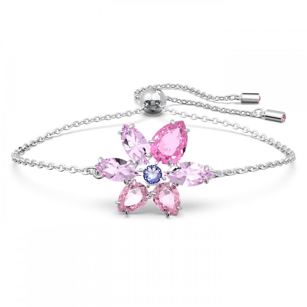 SWAROVSKI Βραχιόλι Gema Μείξη κοπών, Λουλούδι, Ροζ, Επιμετάλλωση ροδίου 5658396