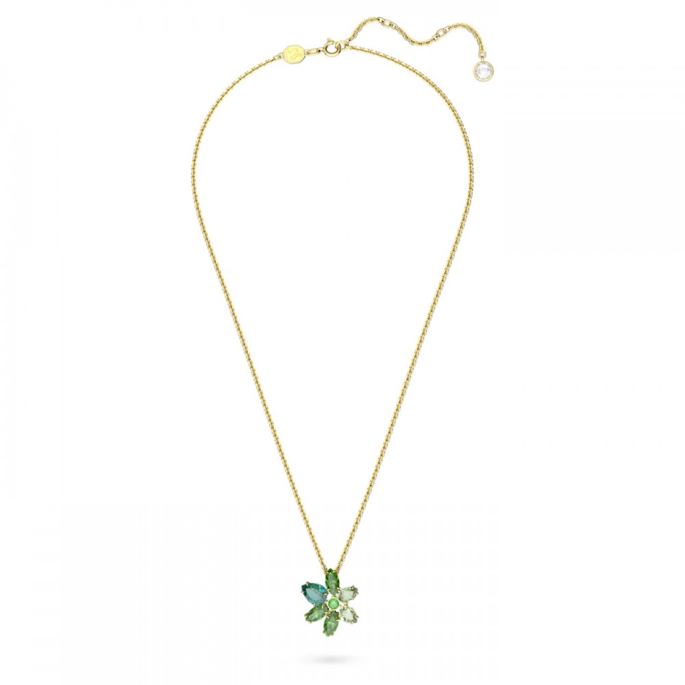 SWAROVSKI Μενταγιόν Gema Μείξη κοπών, Λουλούδι, Πράσινο, Επιμετάλλωση σε χρυσαφί τόνο 5658399