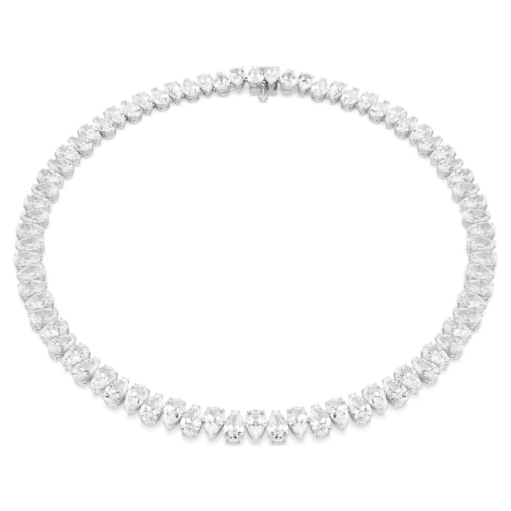SWAROVSKI Κολιέ Tennis Matrix Κοπή Pear, Λευκό, Επιμετάλλωση ροδίου 5662277