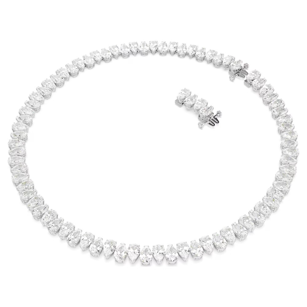SWAROVSKI Κολιέ Tennis Matrix Κοπή Pear, Λευκό, Επιμετάλλωση ροδίου 5662277