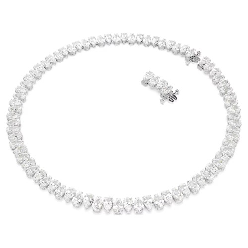 SWAROVSKI Κολιέ Tennis Matrix Κοπή Pear, Λευκό, Επιμετάλλωση ροδίου 5662277