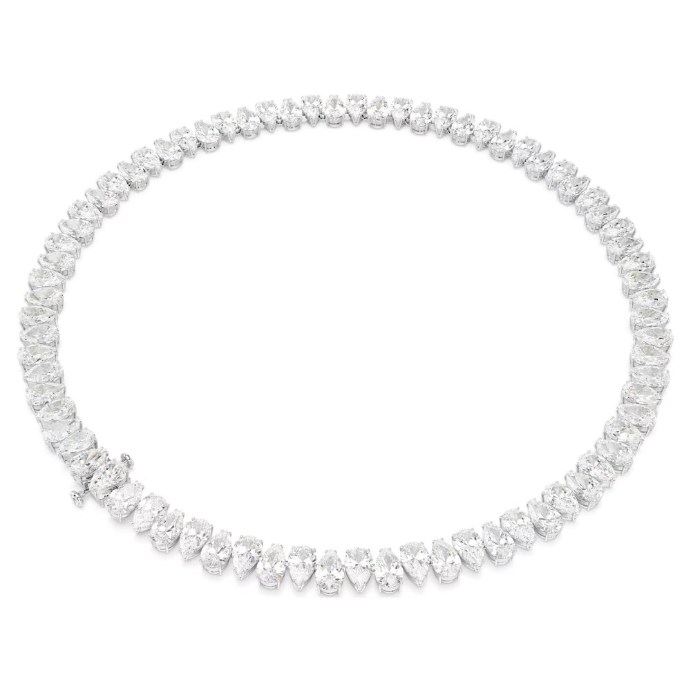 SWAROVSKI Κολιέ Tennis Matrix Κοπή Pear, Λευκό, Επιμετάλλωση ροδίου 5662277
