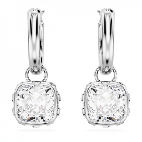 SWAROVSKI Σκουλαρίκια-σταγόνα Stilla Τετράγωνη κοπή, Λευκά, Επιμετάλλωση ροδίου 5662919