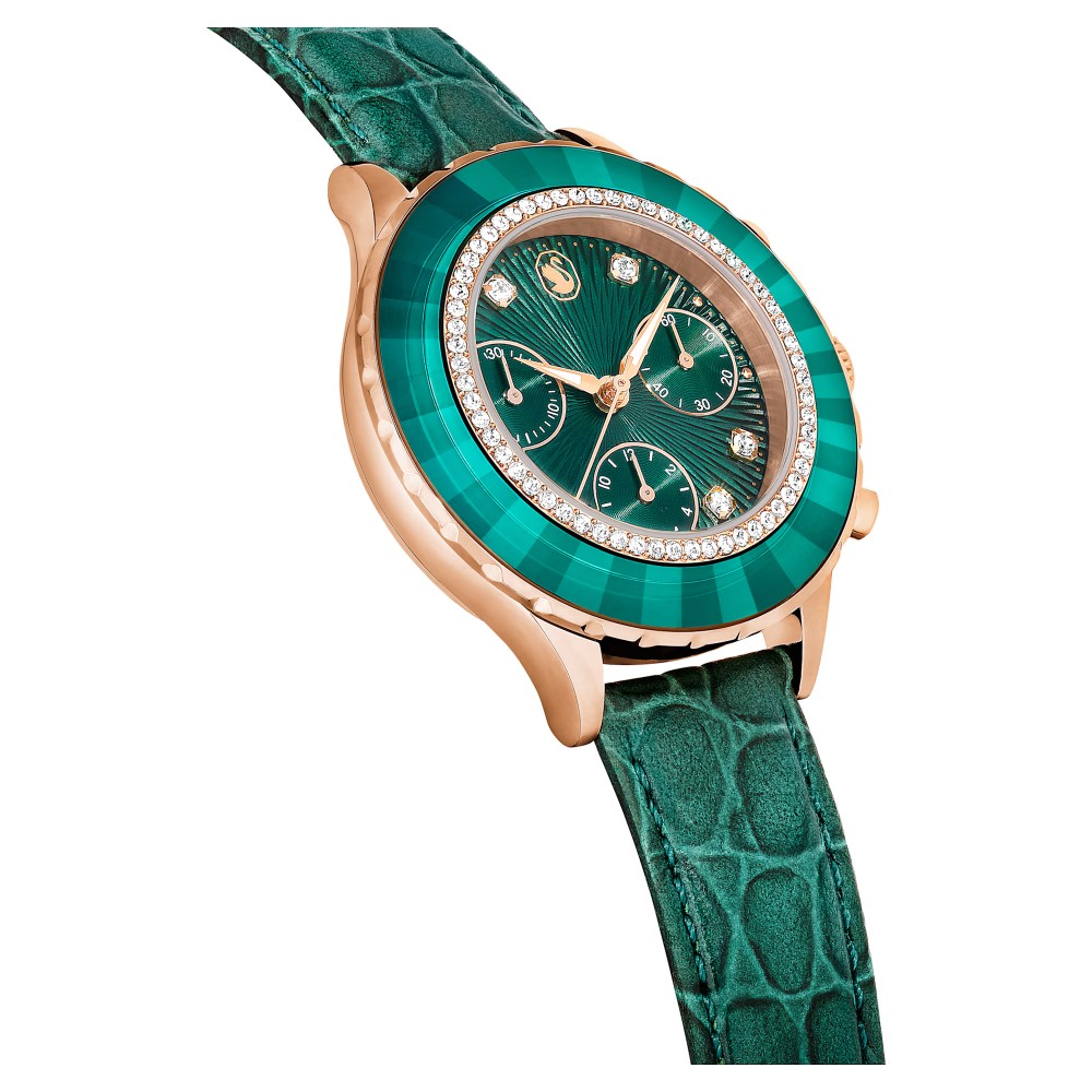 SWAROVSKI Octea Lux Chronograph Watch,Green,Rose gold-tone finish 5672931