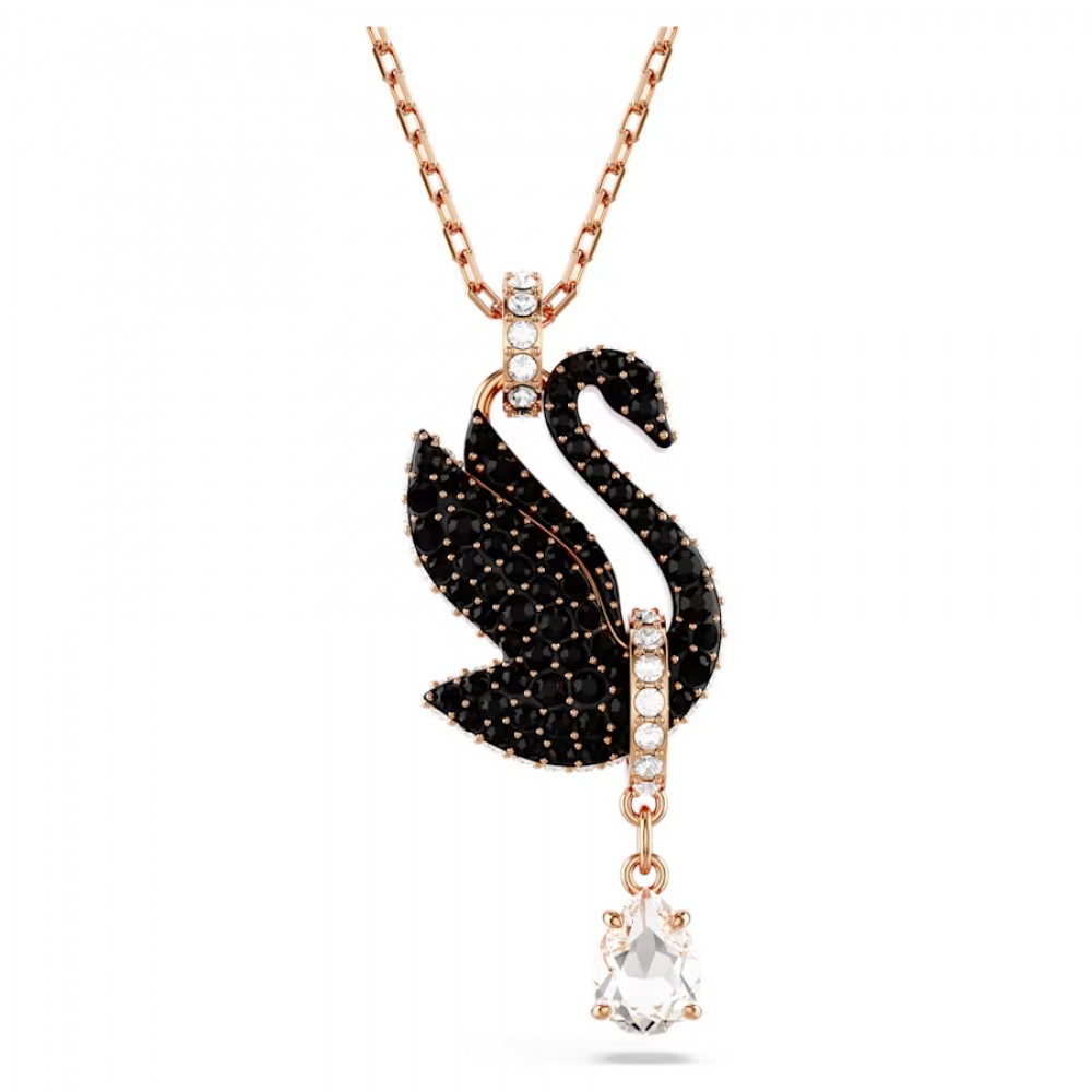 SWAROVSKI Μενταγιόν Swarovski Swan Κύκνος, Μαύρο, Επιμετάλλωση σε ροζ χρυσό τόνο 5678045