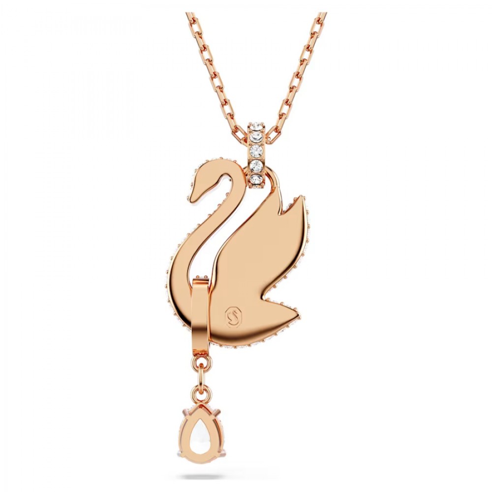 SWAROVSKI Μενταγιόν Swarovski Swan Κύκνος, Μαύρο, Επιμετάλλωση σε ροζ χρυσό τόνο 5678045