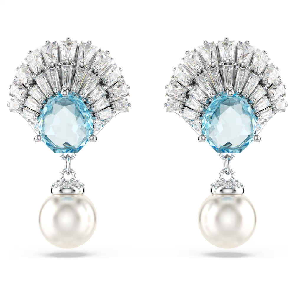 SWAROVSKI Σκουλαρίκια-Σταγόνα Idyllia, Crystal pearl, Κοχύλι, Μπλε, Επιροδιωμένο 5680301