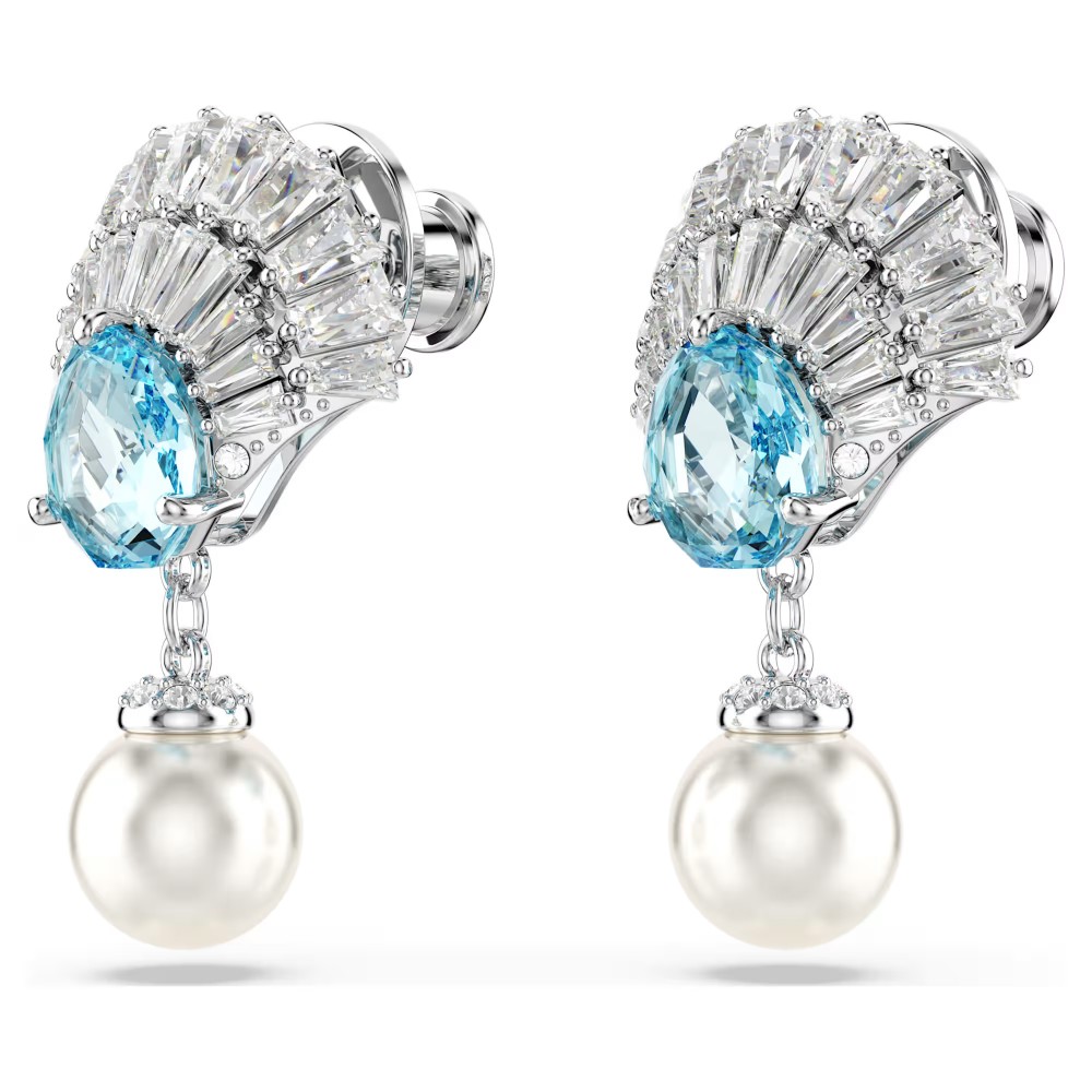 SWAROVSKI Σκουλαρίκια-Σταγόνα Idyllia, Crystal pearl, Κοχύλι, Μπλε, Επιροδιωμένο 5680301