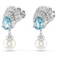 SWAROVSKI Σκουλαρίκια-Σταγόνα Idyllia, Crystal pearl, Κοχύλι, Μπλε, Επιροδιωμένο 5680301