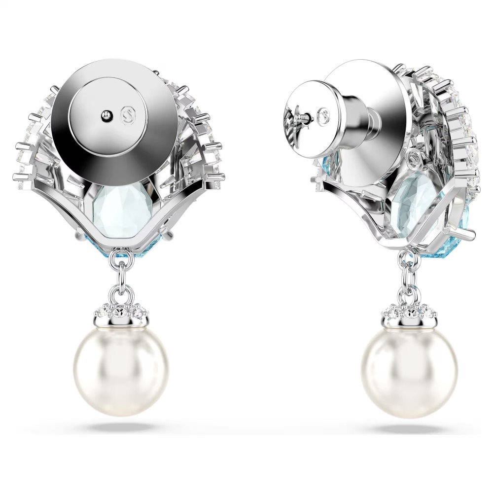 SWAROVSKI Σκουλαρίκια-Σταγόνα Idyllia, Crystal pearl, Κοχύλι, Μπλε, Επιροδιωμένο 5680301