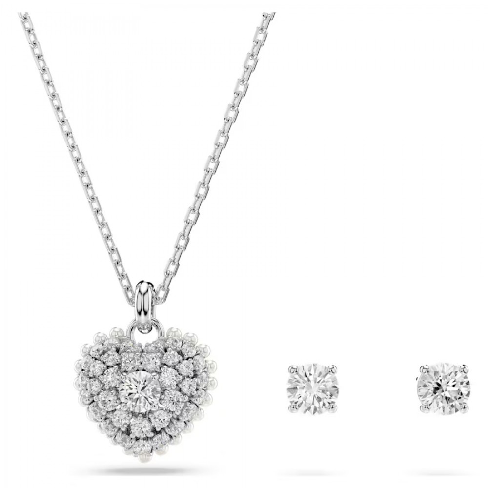 SWAROVSKI Σετ Hyperbola Καρδιά, Λευκό, Επιμετάλλωση ροδίου 5684383 SWAROVSKI Σετ Hyperbola Καρδιά, Λευκό, Επιμετάλλωση ροδίου 5684383