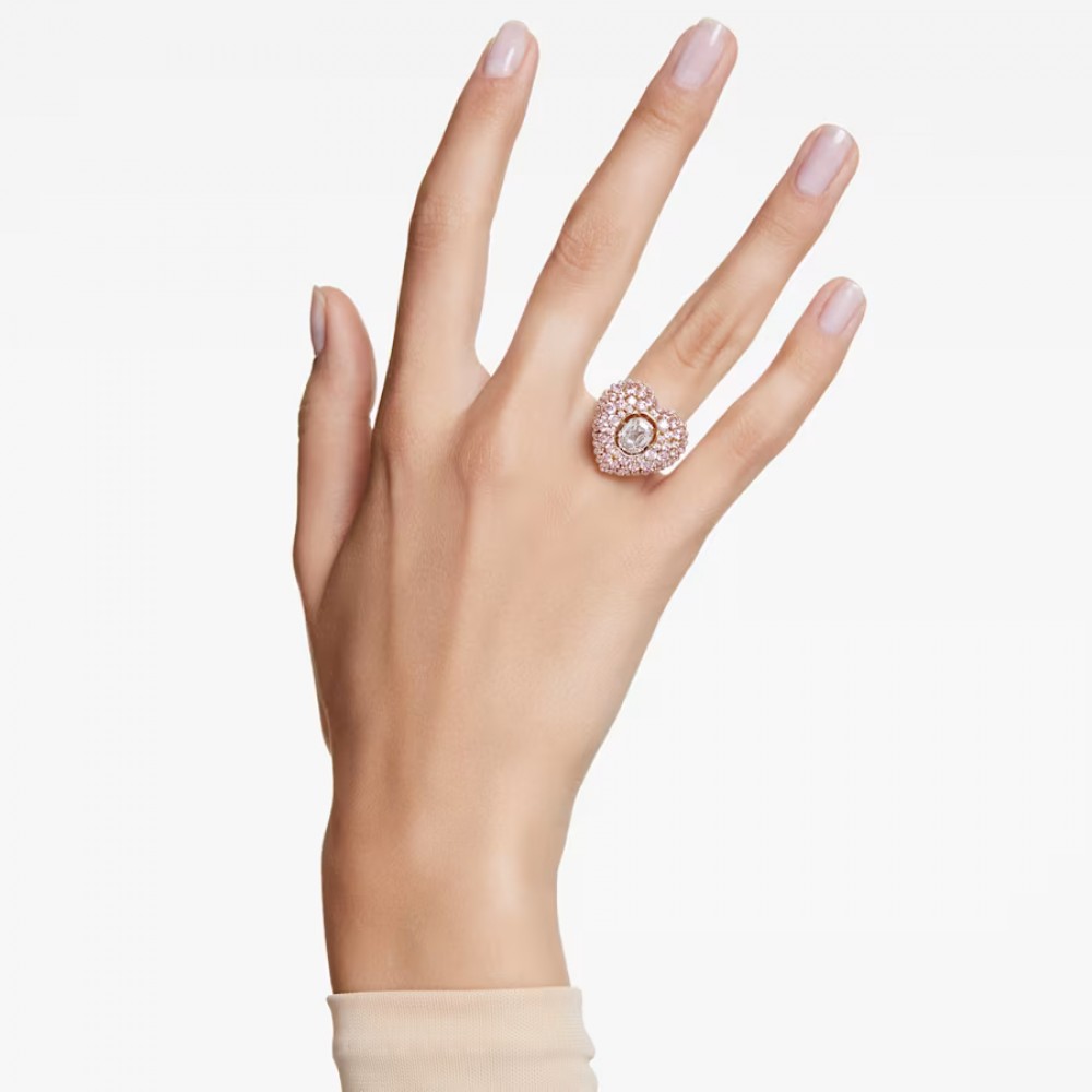 SWAROVSKI Δαχτυλίδι Hyperbola Καρδιά, Ροζ, Επιμετάλλωση σε χρυσό τόνο 5690057
