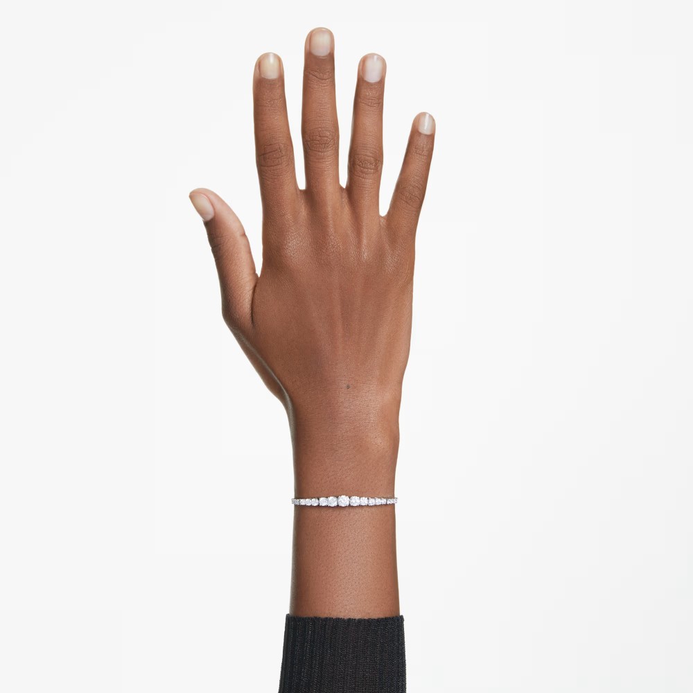 SWAROVSKI Matrix Βραχιόλι Στρογγυλή κοπή, Λευκό, Επιροδιωμένο 5690677