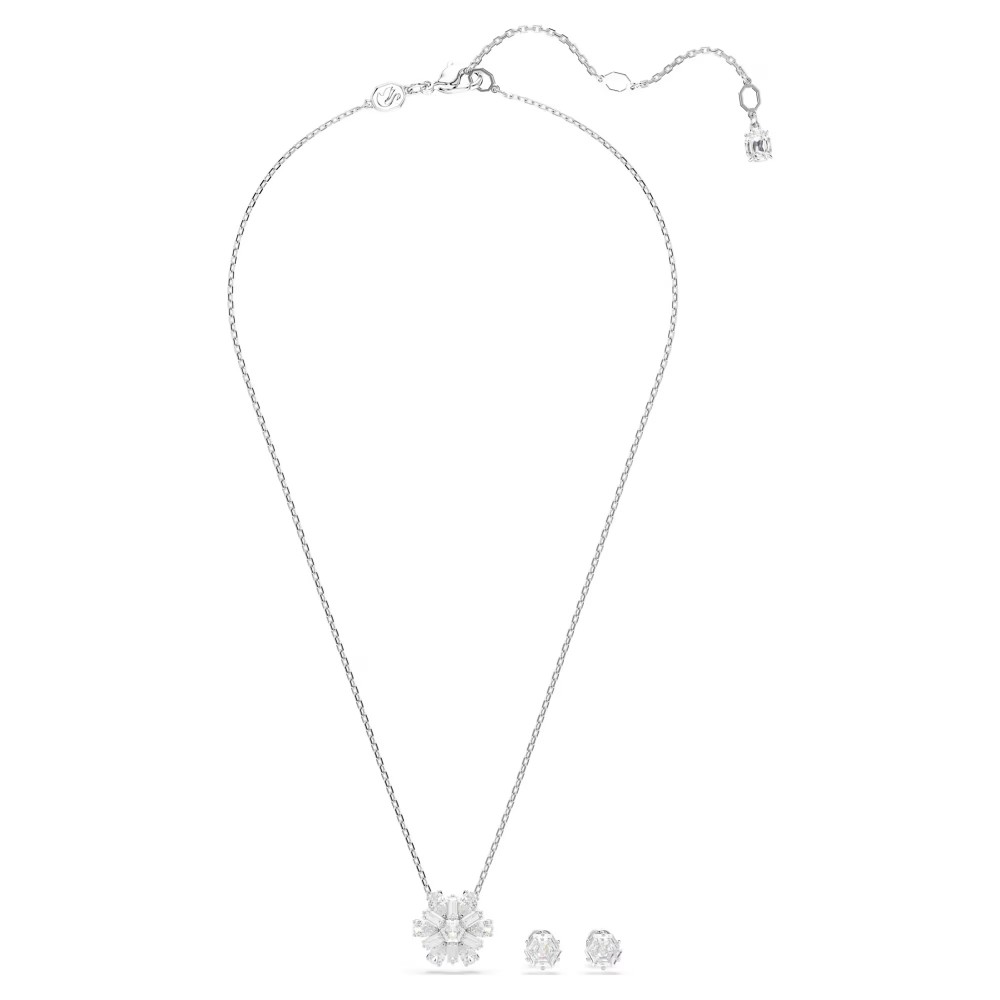 SWAROVSKI Idyllia Set, Μείξη κοπών, Χιονονυφάδα, Λευκό, Επιροδιωμένο 5691486