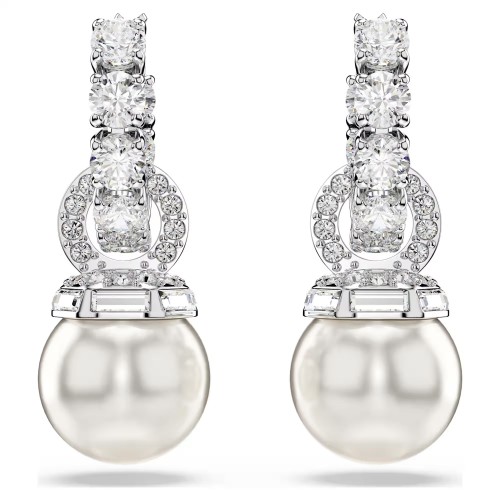 SWAROVSKI Σκουλαρίκια Matrix, Crystal pearl, Στρογγυλή Κοπή, Λευκό, Επιροδιωμένο 5691716