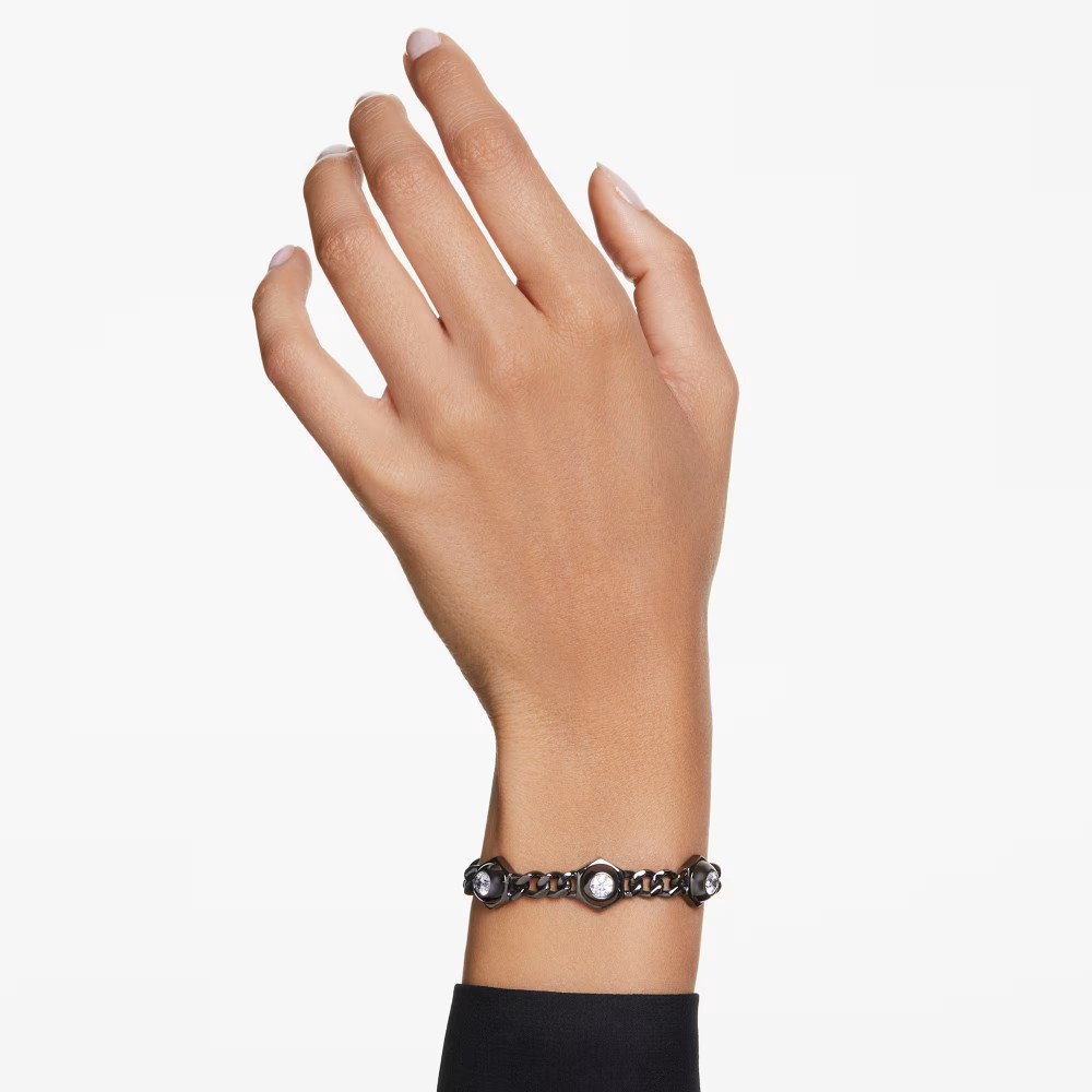 Swarovski, Βραχιόλι Numina Στρογγυλή κοπή, Μαύρο, Επιμετάλλωση ρουθηνίου 5692605