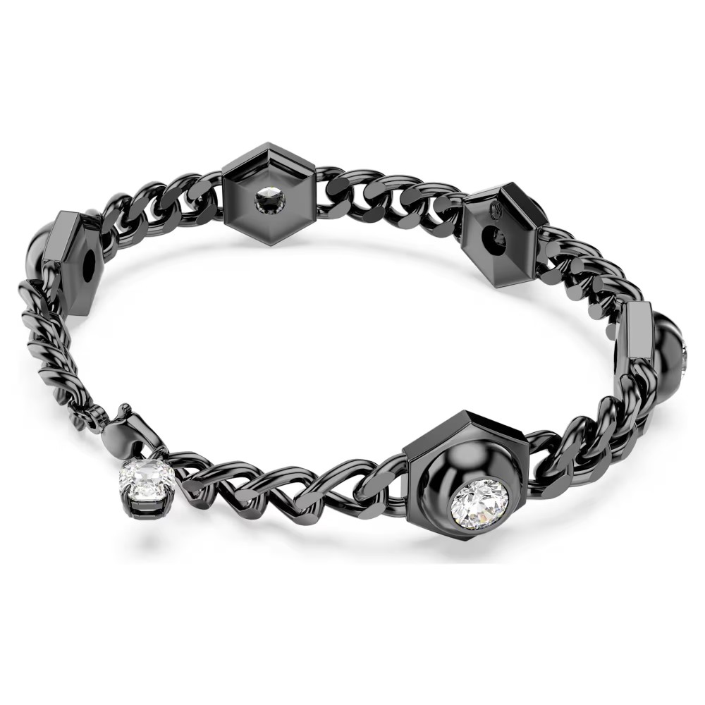 Swarovski, Βραχιόλι Numina Στρογγυλή κοπή, Μαύρο, Επιμετάλλωση ρουθηνίου 5692605