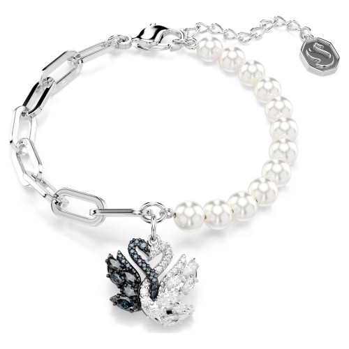 SWAROVSKI Βραχιόλι Swan Crystal Pearl, Μαύρο, Επιμετάλλωση Ροδίου 5705720