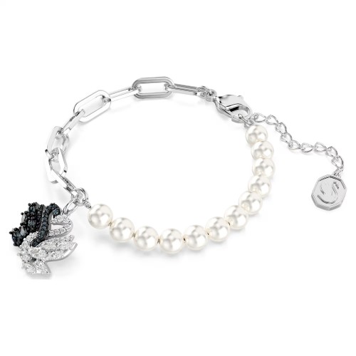 SWAROVSKI Βραχιόλι Swan Crystal Pearl, Μαύρο, Επιμετάλλωση Ροδίου 5705720