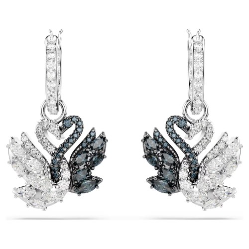 SWAROVSKI Σκουλαρίκια-σταγόνα Swan Κύκνος, Μαύρα, Φινίρισμα από διάφορα μέταλλα 5705728