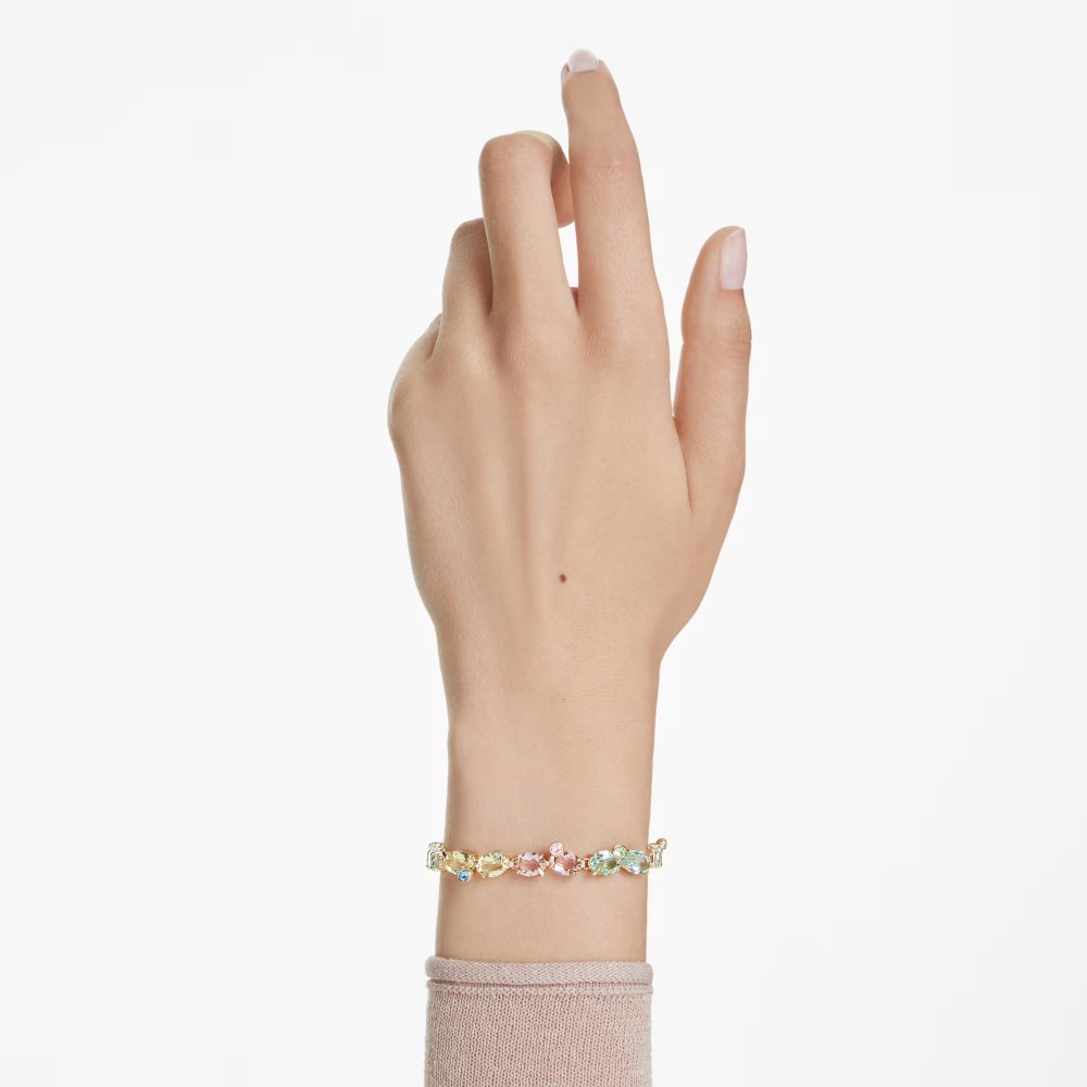 SWAROVSKI Gema Tennis Βραχιόλι, Μίξη Κοπών, Πολύχρωμο, Επιμετάλλωση σε Χρυσό Τόνο 5705808 SWAROVSKI Gema Tennis Βραχιόλι, Μίξη Κοπών, Πολύχρωμο, Επιμετάλλωση σε Χρυσό Τόνο 5705808