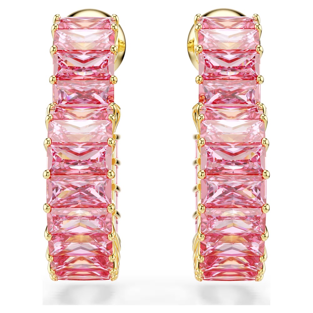 SWAROVSKI Κρίκοι Matrix, Baguette Κοπή, "Καρδιά" Ροζ, Χρυσός Τόνος 5706340