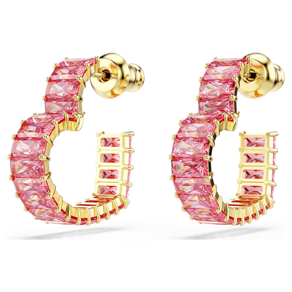 SWAROVSKI Κρίκοι Matrix, Baguette Κοπή, "Καρδιά" Ροζ, Χρυσός Τόνος 5706340