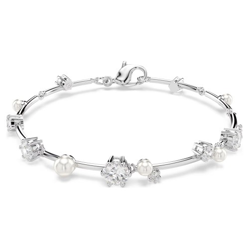 Swarovski, Βραχιόλι, Tennis Constella, Crystal Pearl, Στρογγυλή κοπή, Λευκό, Επιμετάλλωση ροδίου, 5707511