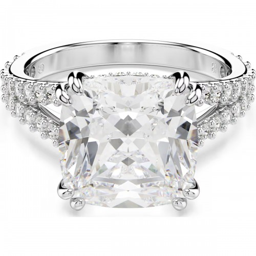 SWAROVSKI Δαχτυλίδι κοκτέιλ Stilla, Τετράγωνη κοπή, Λευκό, Ασημί Τόνο 5709904