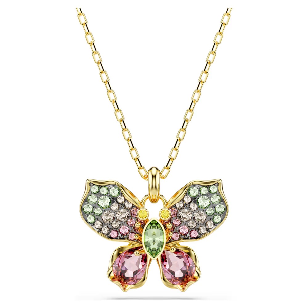 SWAROVSKI Idyllia Μενταγιόν με αλυσίδα, Pave, Μίξη Κοπών, Πεταλούδα, Χρυσός Τόνος 5709950