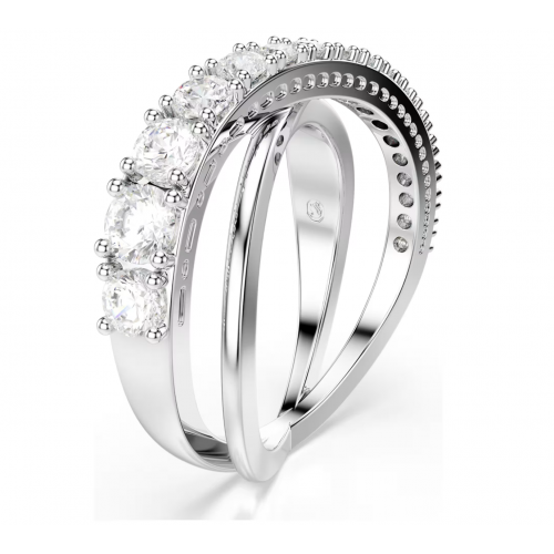 SWAROVSKI Δαχτυλίδι Hyperbola Μίξη κοπών, Λευκό, Επιμετάλλωση ροδίου 5714952
