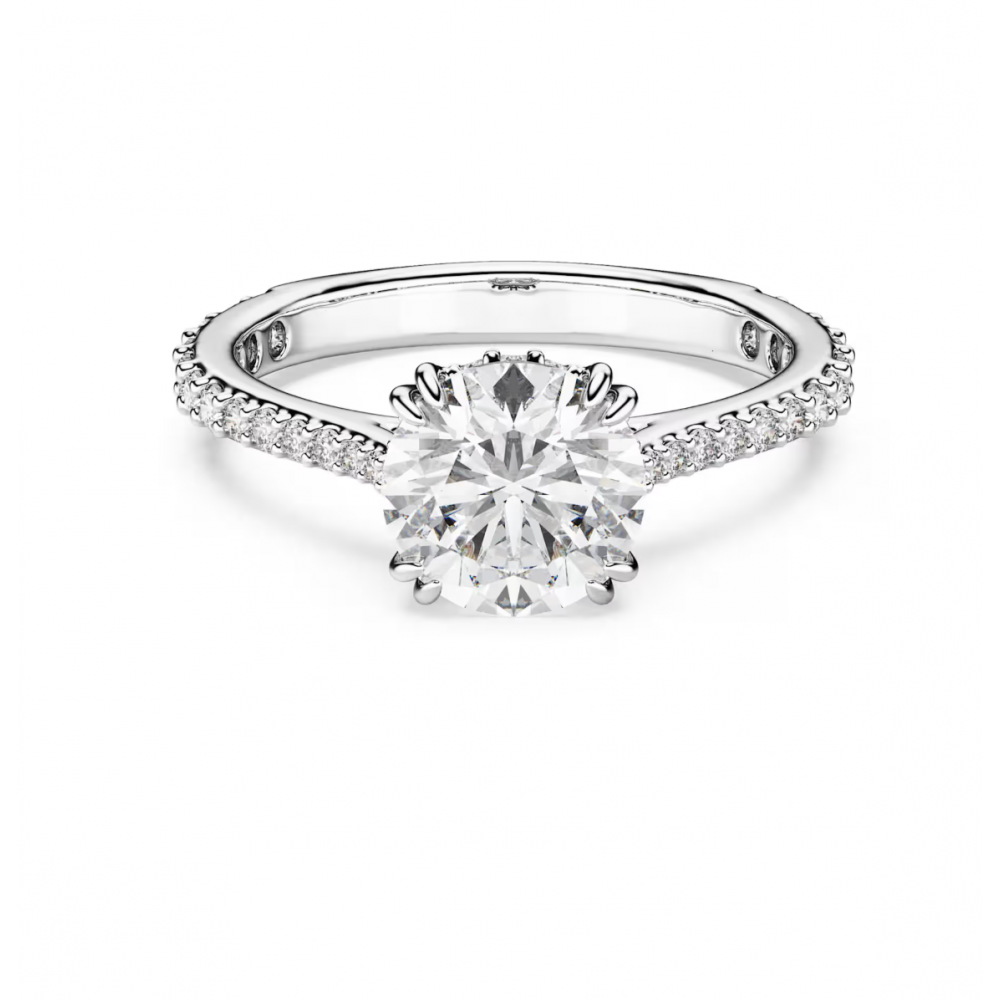 SWAROVSKI Δαχτυλίδι κοκτέιλ Stilla, Στρογγυλή κοπή, Pave, Λευκό, Ασημί Τόνο 5717936