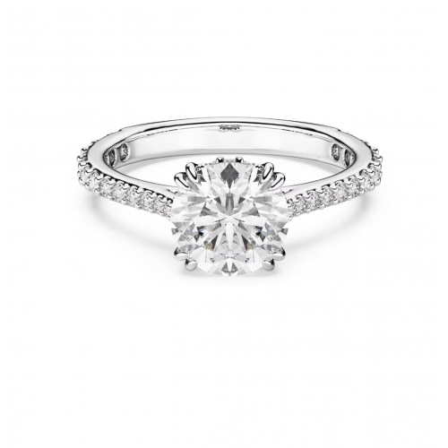 SWAROVSKI Δαχτυλίδι κοκτέιλ Stilla, Στρογγυλή κοπή, Pave, Λευκό, Ασημί Τόνο 5717936