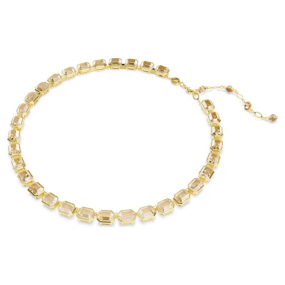 SWAROVSKI Κολιέ Tennis Millenia Οκτάγωνη κοπή, Κίτρινο, Επιχρυσωμένο 5718674
