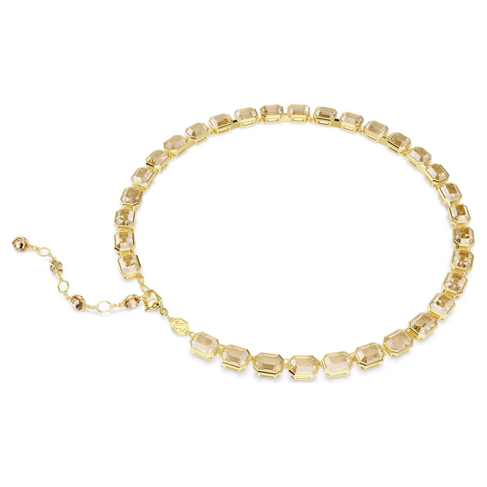 SWAROVSKI Κολιέ Tennis Millenia Οκτάγωνη κοπή, Κίτρινο, Επιχρυσωμένο 5718674