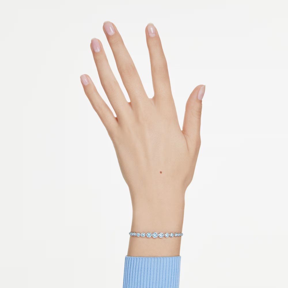 Swarovski Βραχιόλι Imber Tennis Στρογγυλές κοπές, Μπλε, Επιμετάλλωση ροδίου 5719282