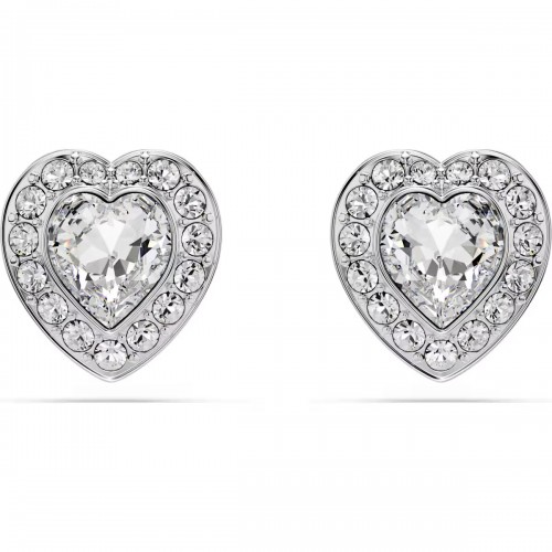 SWAROVSKI Σκουλαρίκια Καρδιά, Κοπή "Καρδία", Λευκά, Επιμετάλλωση ροδίου 5720859
