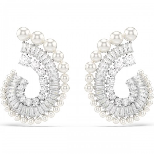 SWAROVSKI Σκουλαρίκια, Crystal pearl, Baguette Κοπή, Λευκό, Επιροδιωμένο 5720869