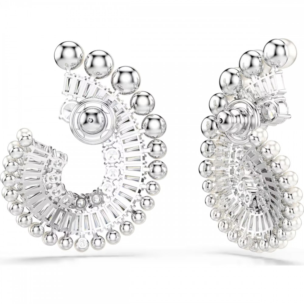 SWAROVSKI Σκουλαρίκια, Crystal pearl, Baguette Κοπή, Λευκό, Επιροδιωμένο 5720869