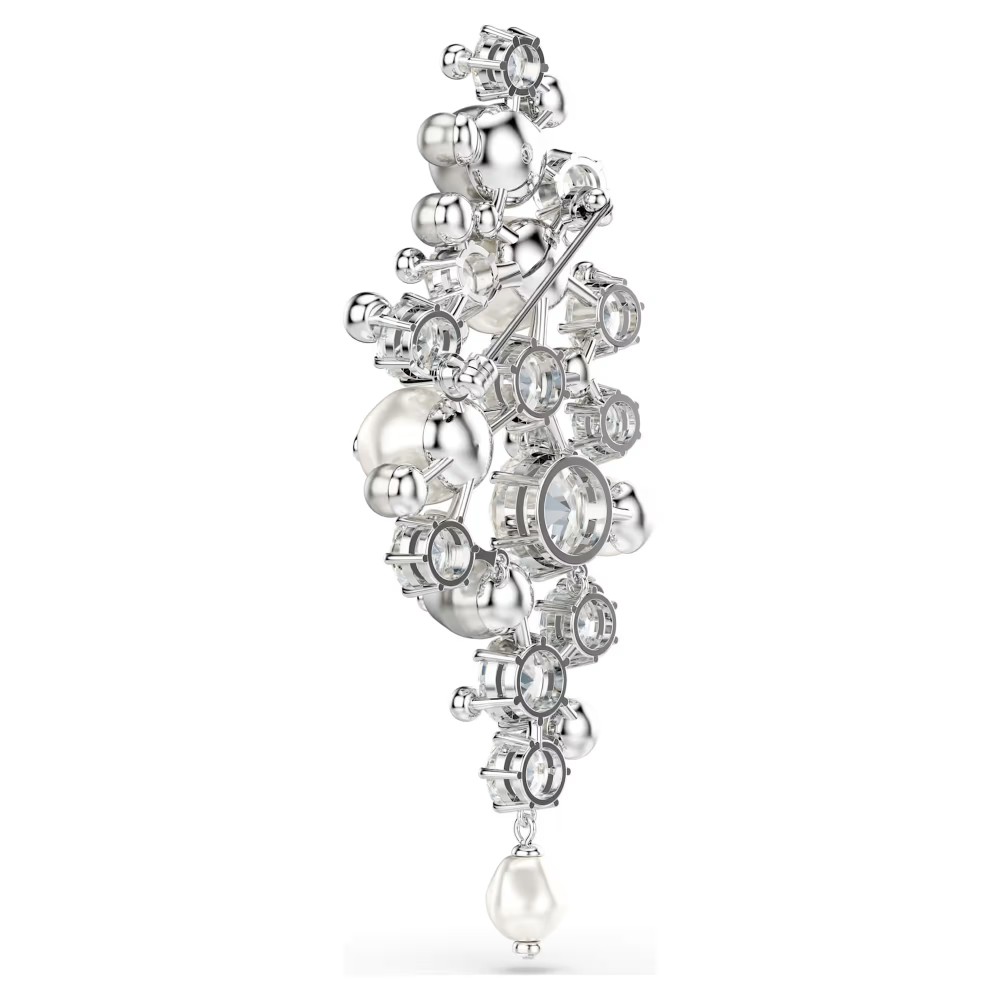 SWAROVSKI Καρφίτσα Constella, Crystal Pearl, Στρογγυλή Κοπή, Λευκή, Επιμετάλλωση ροδίου 5722516