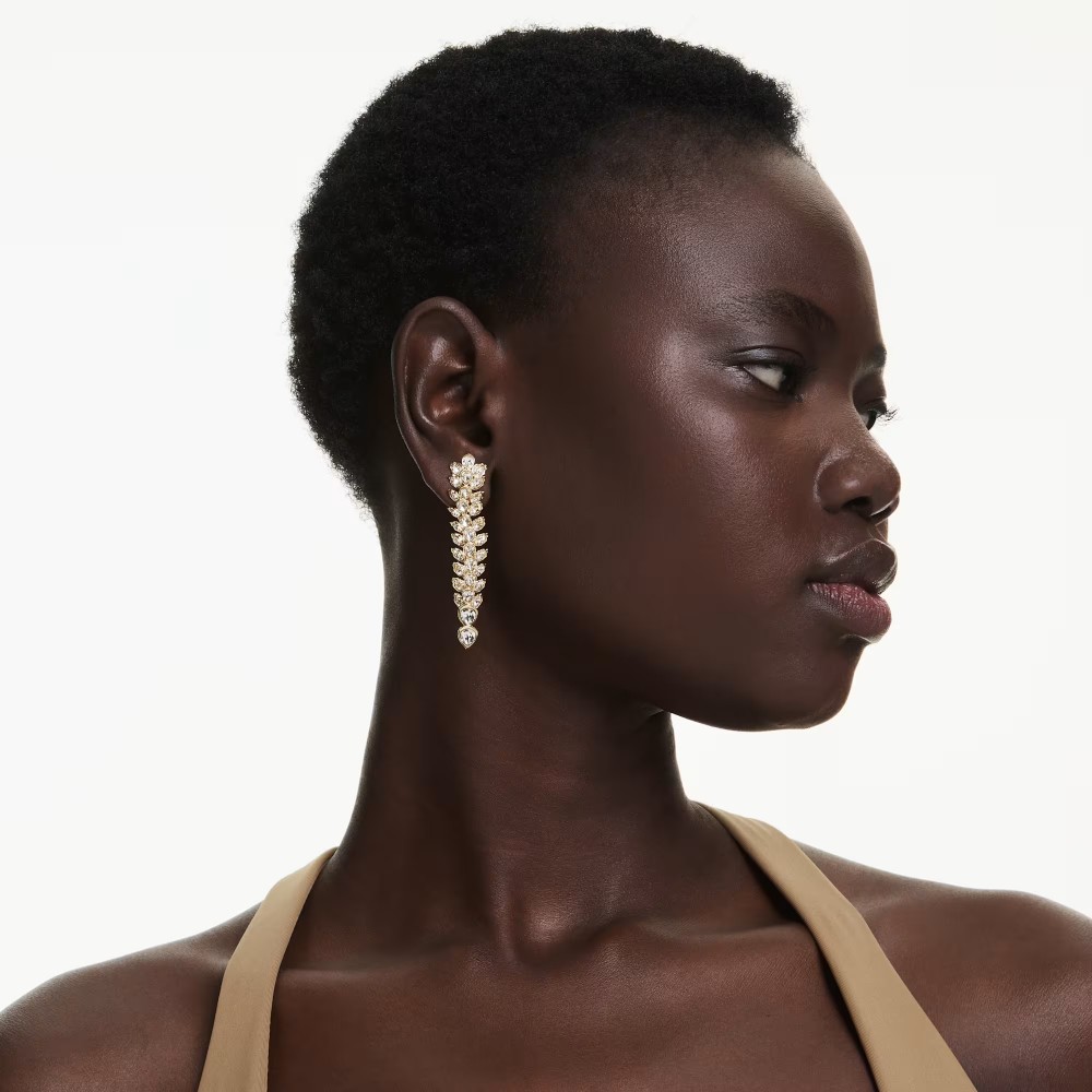 SWAROVSKI Σκουλαρίκια-Σταγόνα Idyllia Λευκά, Μίξη Κοπών, Επιμετάλλωση σε Χρυσό Τόνο 5723138