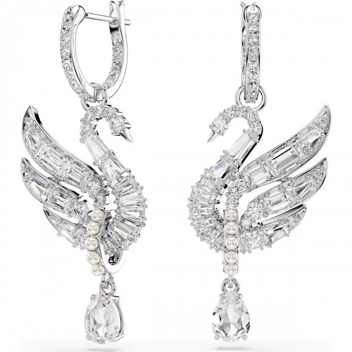 SWAROVSKI Vienna Swan Σκουλαρίκια Κύκνος, Λευκά, Επιροδιωμένα 5723388