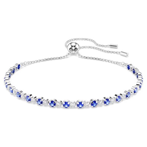 SWAROVSKI Βραχιόλι Tennis Matrix Στρογγυλή κοπή, Μπλε, Επιμετάλλωση ροδίου 5725854