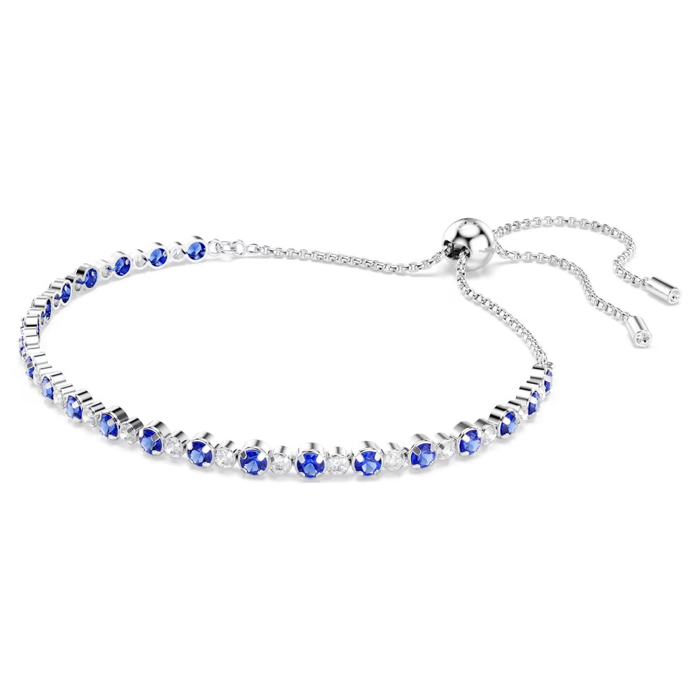 SWAROVSKI Βραχιόλι Tennis Matrix Στρογγυλή κοπή, Μπλε, Επιμετάλλωση ροδίου 5725854