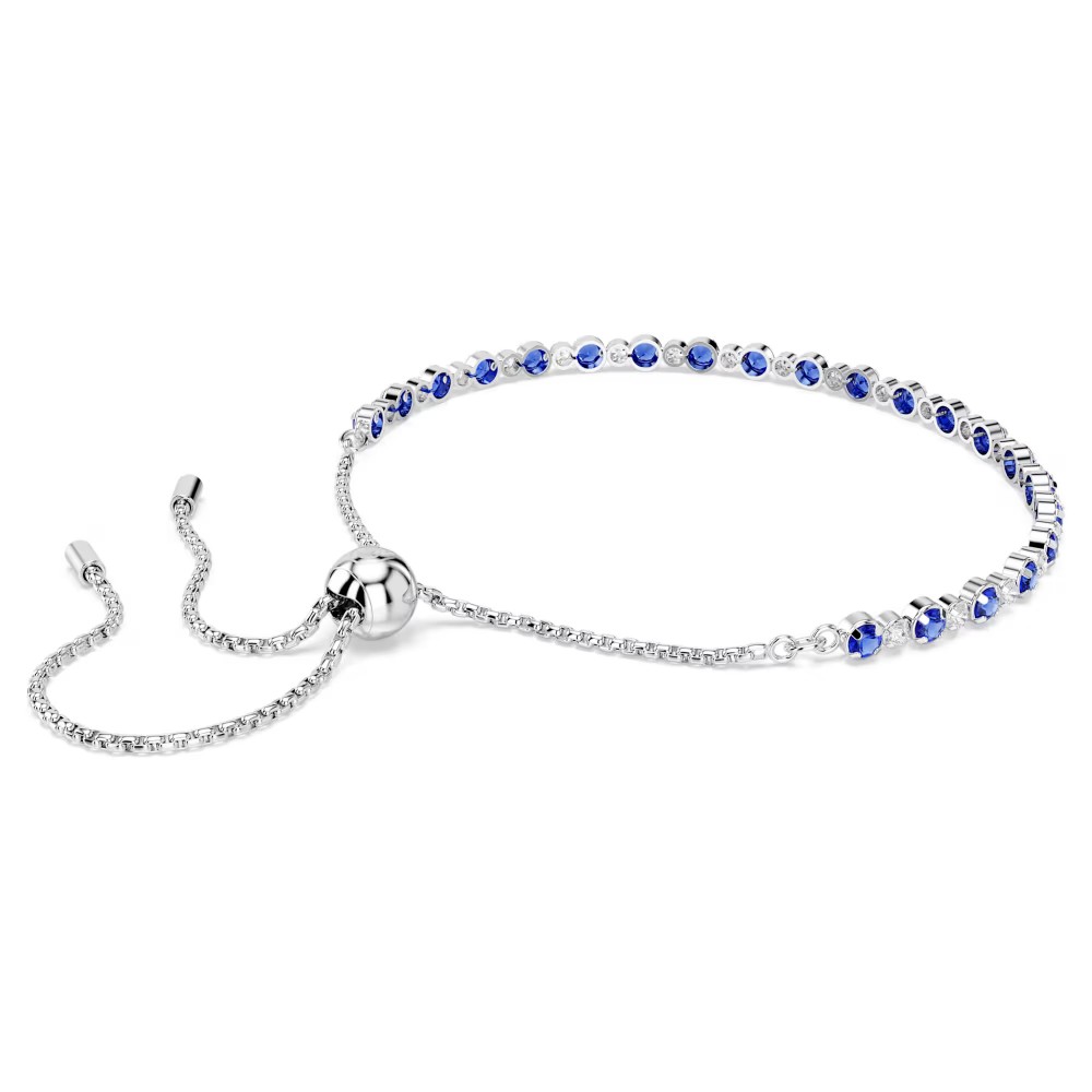 SWAROVSKI Βραχιόλι Tennis Matrix Στρογγυλή κοπή, Μπλε, Επιμετάλλωση ροδίου 5725854