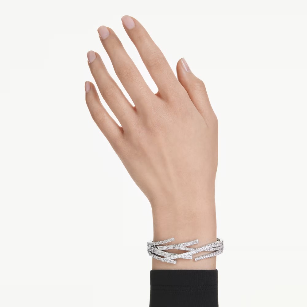 SWAROVSKI Άκαμπτο Βραχιόλι Matrix Μείξη κοπών, Λευκό, Επιμετάλλωση ροδίου 5726294